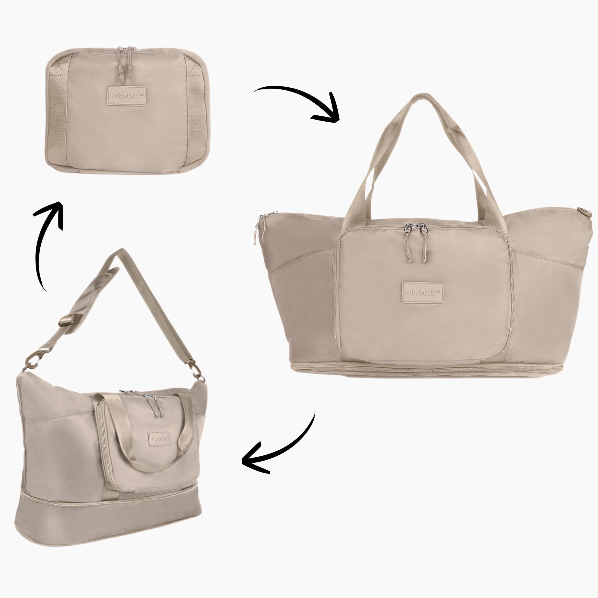 Faltwerk Reisetasche Beige in verschiedenen Varianten – flexibel einsetzbar für Reise und Alltag