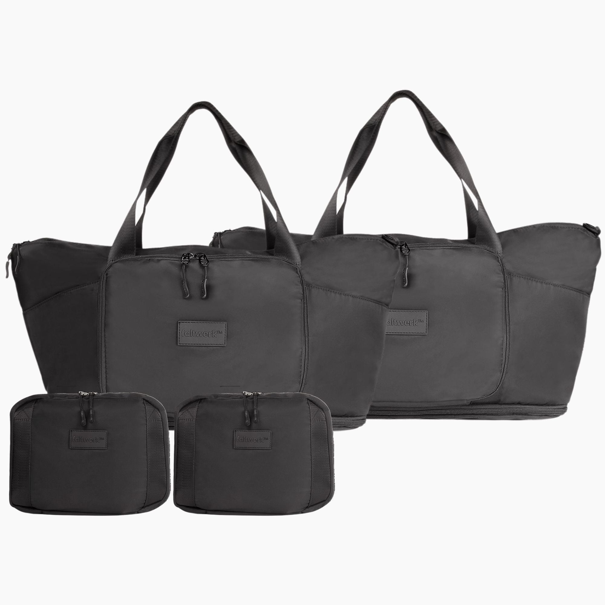 Faltwerk faltbare Reisetaschen im 2er-Set Schwarz – ultraleicht, 40L Handgepäck-tauglich, wasserabweisend