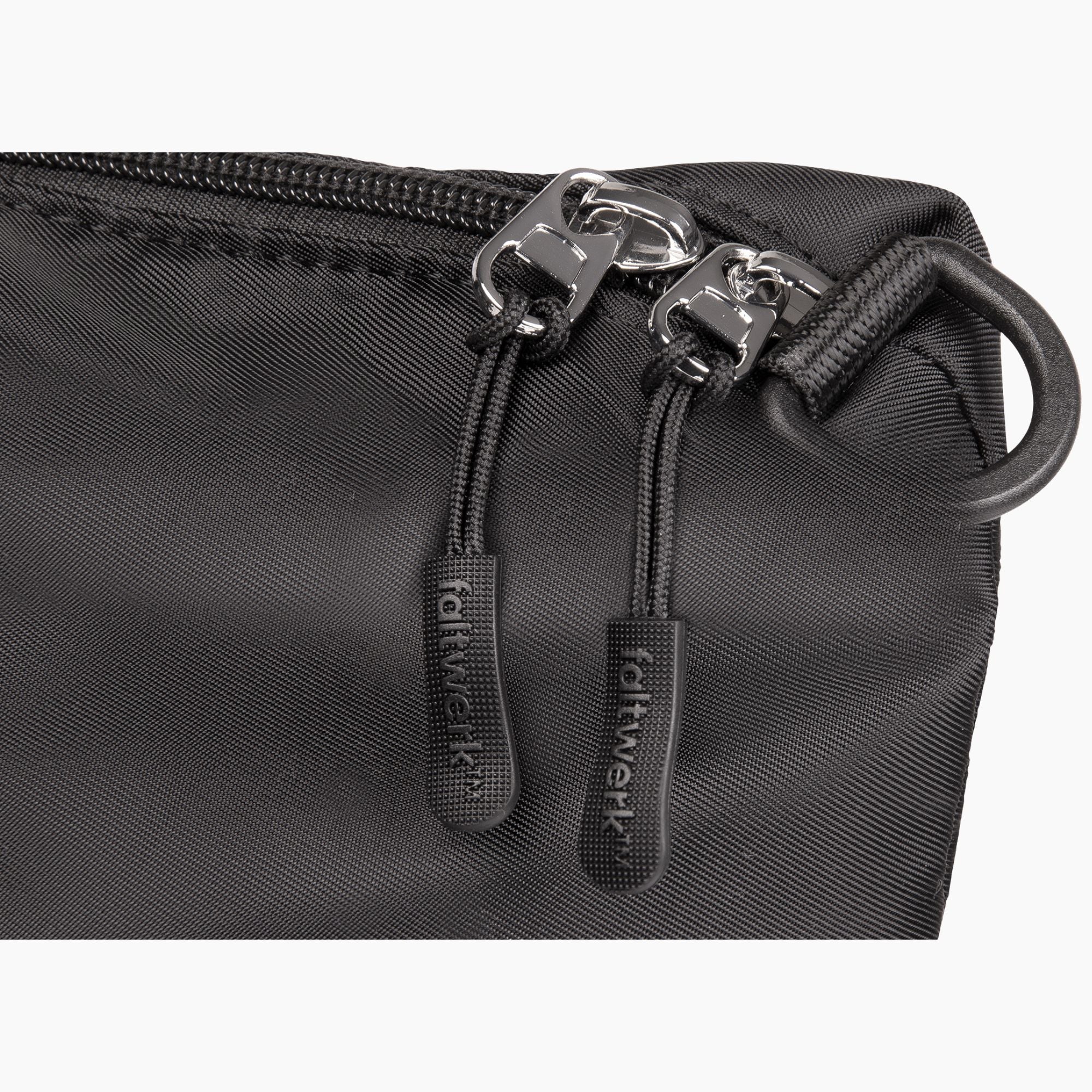 Hochwertiger Reißverschluss der Faltwerk Tasche Schwarz – robust und langlebig