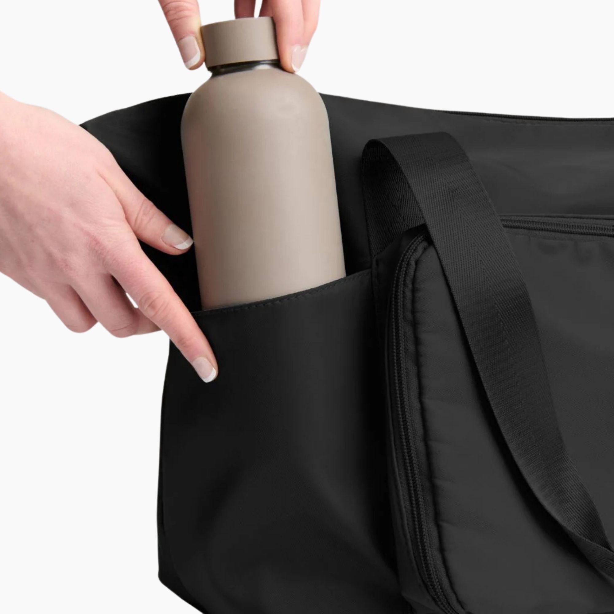 Faltwerk faltbare Reisetasche Schwarz – praktische Seitentasche für Trinkflasche oder Regenschirm